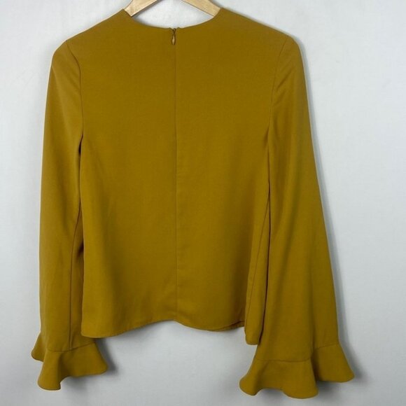 Revolve C/MEO Long Bell Sleeve Mustard Yellow Top Size XS Gossamer Blouse Boho - Picture 6 of 12